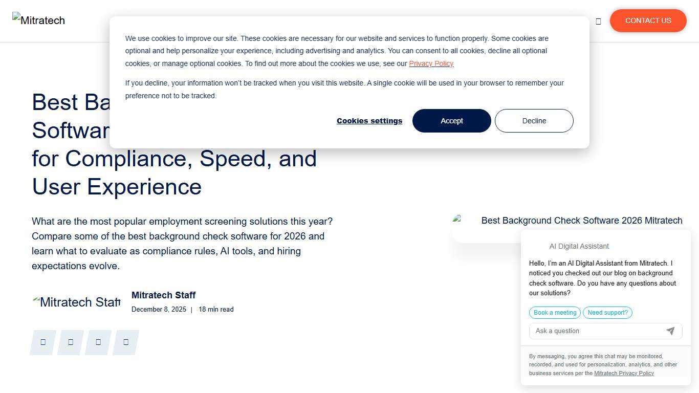 Best Background Check Software 2026: Top Vendors for Compliance, Speed, and User Experience Mitratech
